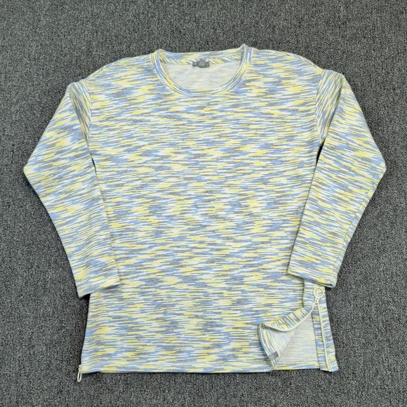 T by Talbots Active XS Yellow Blue Space Dye Side Zip Cotton Blend Sweatshirt — photo 2
